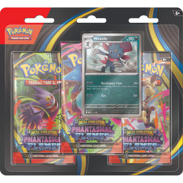 Pokémon TCG: Mega Evolution—Phantasmal Flames - 3-Pack Blister - Sneasel or Weavile
