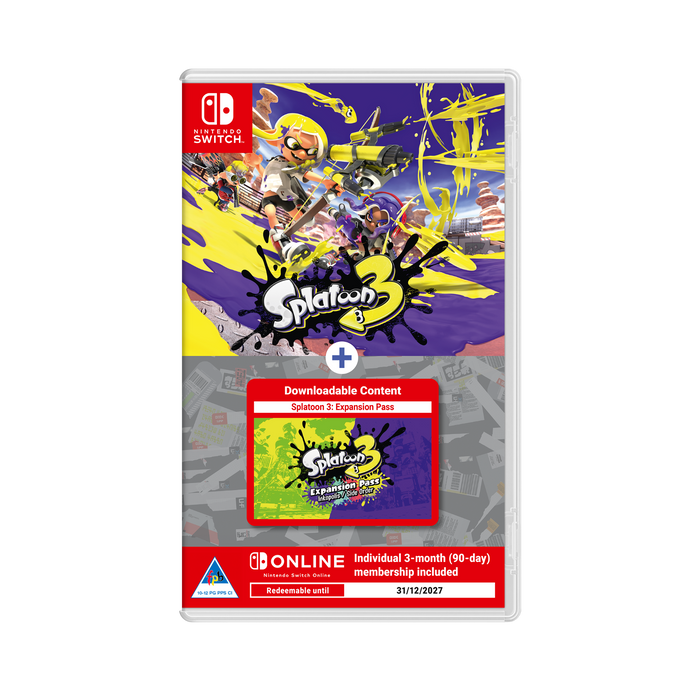 Splatoon 3 + Splatoon 3: Expansion Pass + Nintendo Switch Online Individual 3-month (90-day) Membership packshot