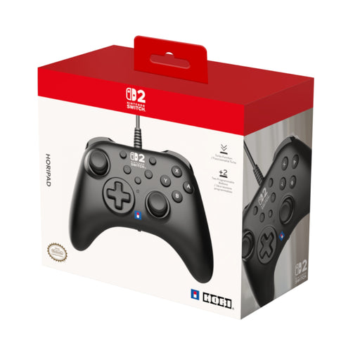 Packaging for HORIPAD Turbo for Nintendo Switch 2 - Black with the controller visible in the box.