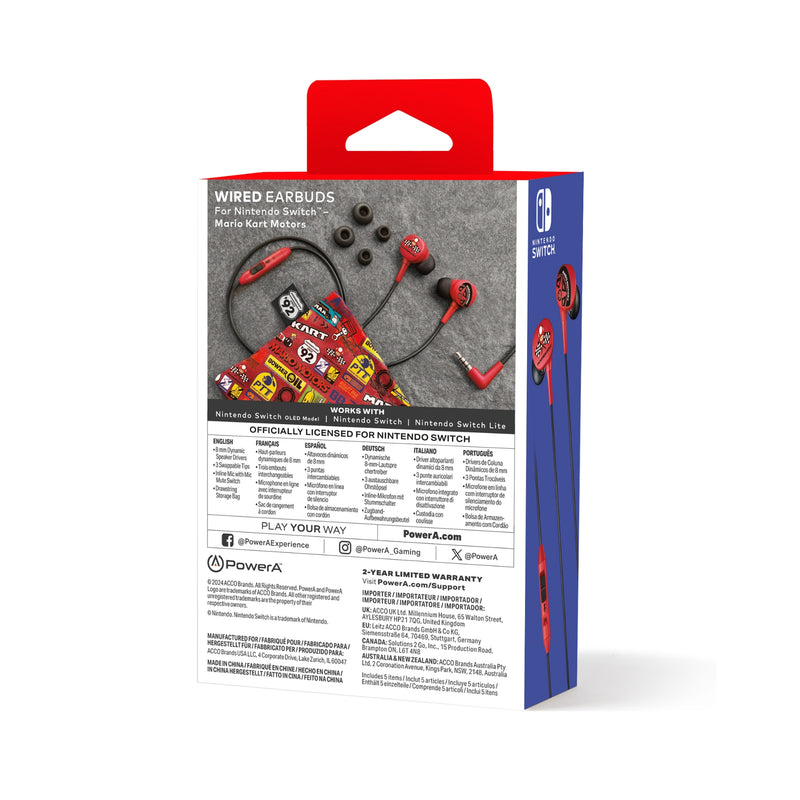 Nintendo Switch Earbuds Mario Kart Motors back