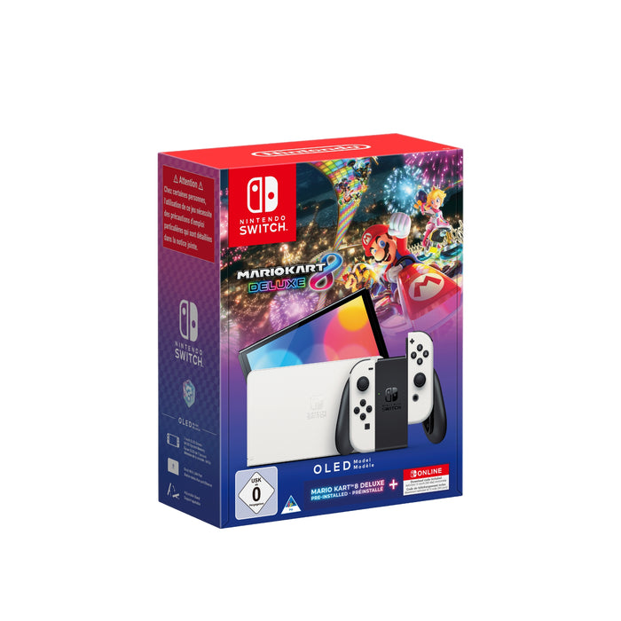 Nintendo Switch – OLED Model (White) + Mario Kart 8 Deluxe  + Nintendo Switch Online Individual 12-Month (365-Day) Membership