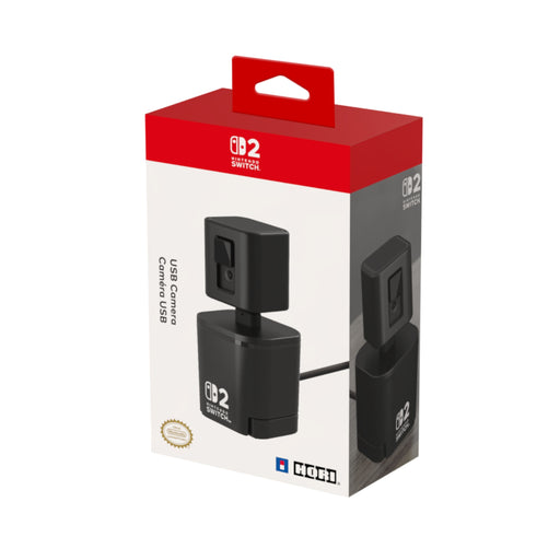 Packaging for HORI USB Camera Black for Nintendo Switch 2, featuring the camera and its detachable design.
